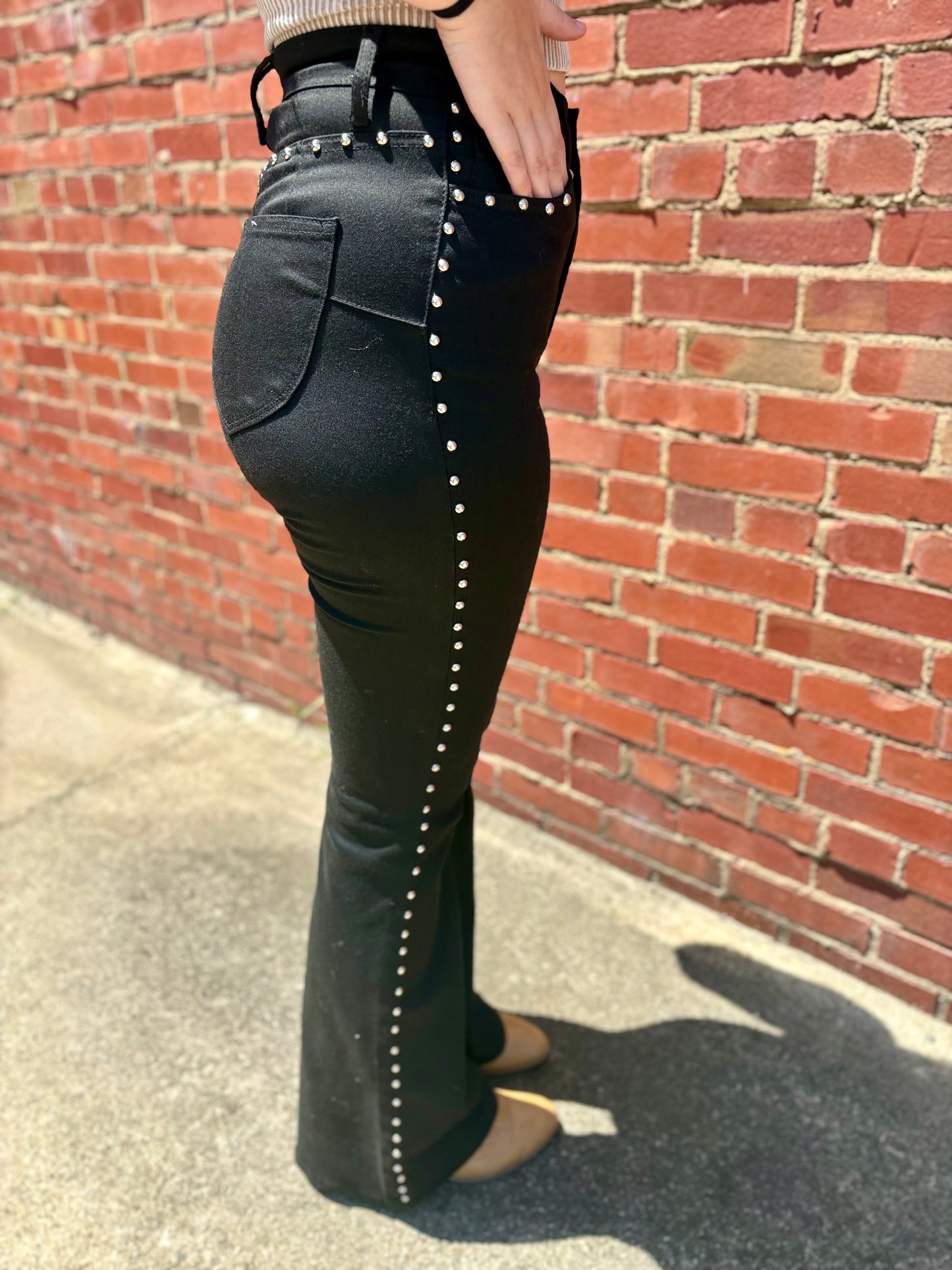 STUDDED BLACK JEANS