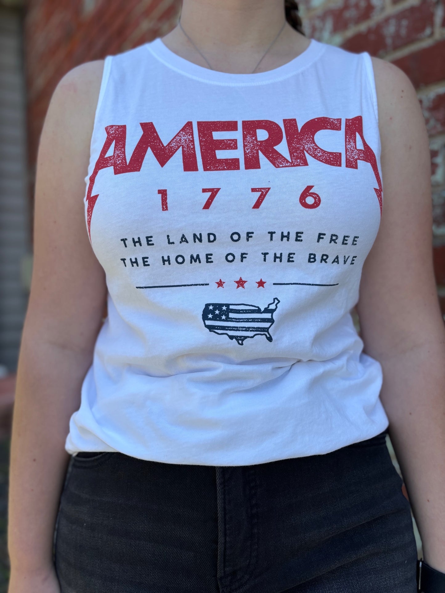 AMERICA 1776 THE LAND OF THE FREE GRAPHIC TANK TOP