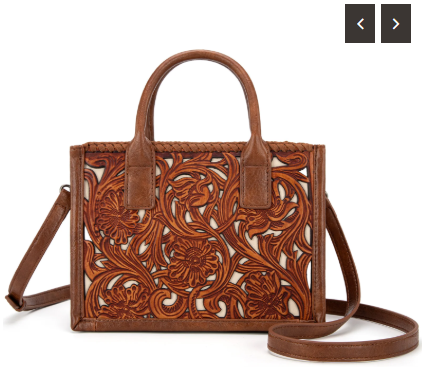 Trinity Ranch Floral Tooled Mini Tote/Crossbody